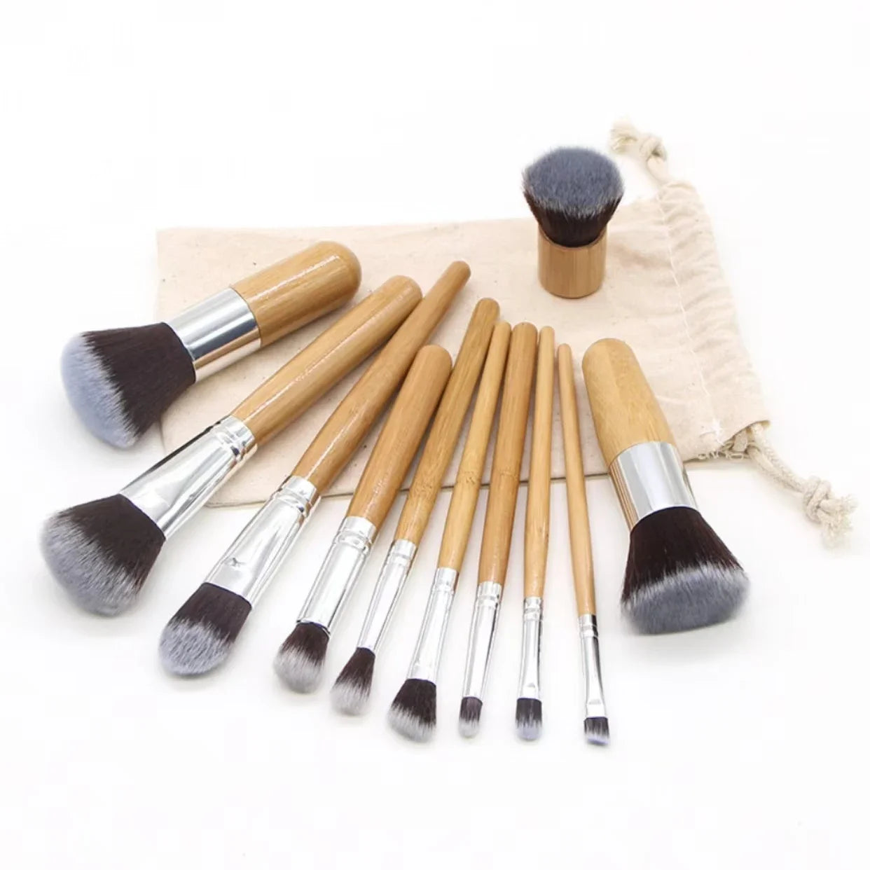 11pcs Bamboo Makeup Brush Set