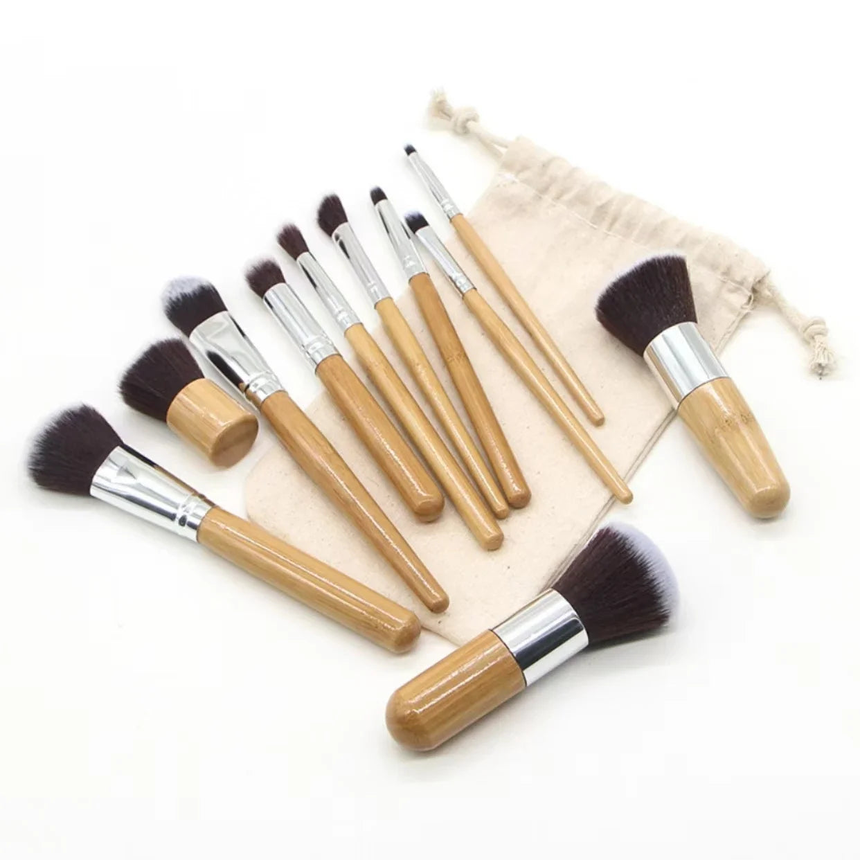 11pcs Bamboo Makeup Brush Set