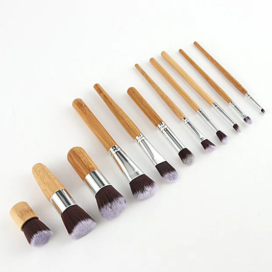 11pcs Bamboo Makeup Brush Set