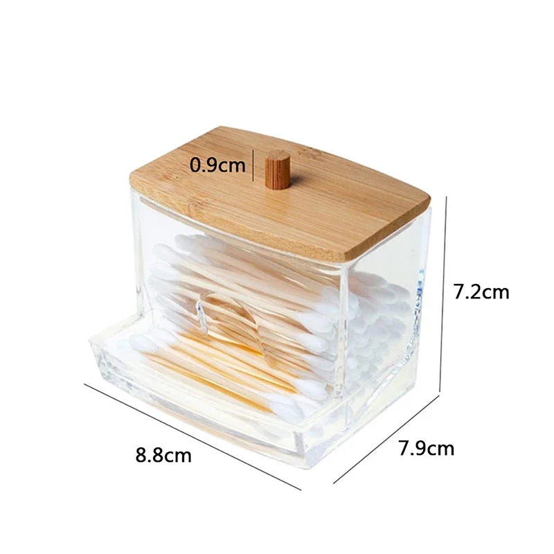 Acrylic Makeup Organizer with Bamboo Lid
