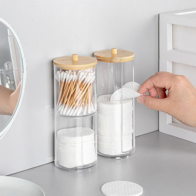 Acrylic Makeup Organizer with Bamboo Lid